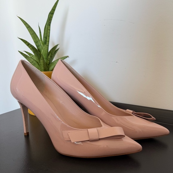 Kate Spade blush pink patent leather Lamare stilettos with bows - size 9 NWT - Picture 5 of 8